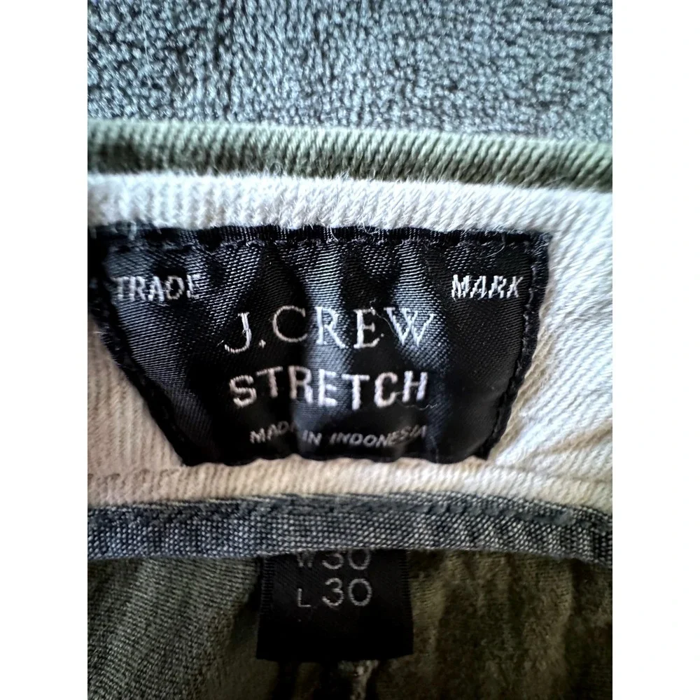 J.Crew 484 Slim Fit Stretch Chino Pants Olive Green 30x30 Mens Casual Trousers
